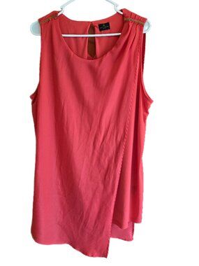 Worthington Woman 2X Red Layered Sleeveless Polyester Flowing Top